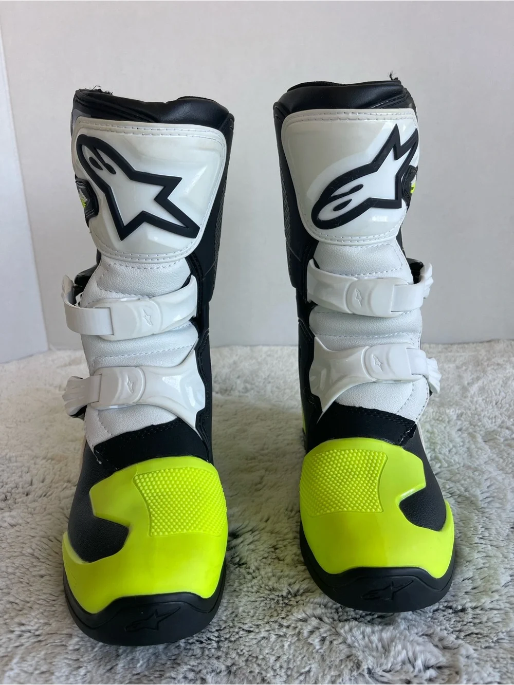 Alpinestars Black, White & Neon Yellow Motocross Boots US Youth/Big Kids 1.5 2.0